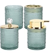 FEILANDUO Bathroom Accessories Set,4Pcs Glass Bathroom Accessories,Vanity Bathroom Decor, Soap Di...