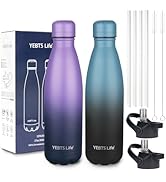 Insulated Water Bottle,2 Pack-17oz Stainless Steel Water Bottles with straw lid,Metal Sports Ther...