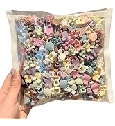 100 Pcs Mini Hair Clips for Girls, Cute Pastel Flower & Animal Design Clips, Durable Plastic Hair...