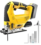 Cordless Jig Saw Compatible with Dewalt 20v Max Battery(No Battery) Brushless Jigsaw, Variable Sp...