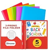 Dinceer Plastic Pocket Folders with Prongs, Heavy Duty 2 Pocket Poly Folder Set, Bright Assorted ...