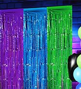 Video Game Foil Fringe Curtains Backdrop Birthday Party Decorations