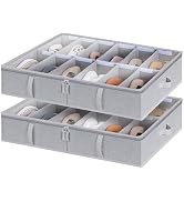 StorageWorks Under Bed Shoe Storage Organizer, Underbed Shoes Container with Adjustable Dividers,...