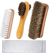 TAKAVU Shoe Shine Kit (4PCS) - 100% Soft Horsehair Bristles Brush, Polish Applicator, Crepe Suede...