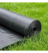 HOOPLE 4FT x 100FT Heavy Duty Weed Barrier Fabric, 3.2oz Woven Geotextile Landscape Fabric, High ...