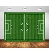 BELECO 7x5ft Fabric Green Soccer Field Backdrop Sports Stadium Green Grass Lawn Football Backgrou...