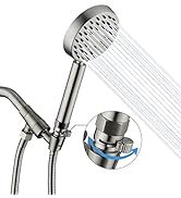 Solid Metal Brushed Nickel Handheld Shower Head With Extra Long Stainless Steel Hose & Brass Hold...