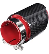 Exhaust Tail Pipe, Qiilu 3.1in Inlet 4in Outlet Single Outlet Exhaust Tip Tail Throat Glossy Carb...