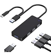 USB c hub and USB hub with 4 port USB 3.0,USB splitter multiport USB port expander, for Laptop Ma...