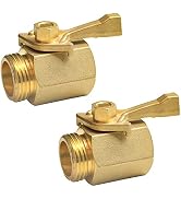 Hourleey Brass Garden Hose Shut Off Valve, 2 Pack with 2 Hose Washers Heavy Duty 3/4 Inch Solid B...