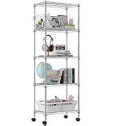 five shelf storage rack with wheels