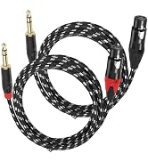 Jozzai 6.6 FT XLR Female to 1/4 (6.35mm) TRS Mono Jack Microphone Cable, 2Pack, Black and White G...
