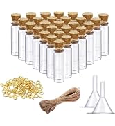 Sxminer 100 Pieces 2ml Mini Glass Bottles with Cork Stopper Set, Tiny Cork Glass Bottle Small Jar...