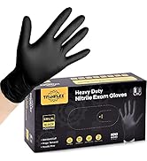 TitanFlex Disposable Nitrile Exam Gloves, 6-mil, Black, Heavy Duty Disposable Gloves, Cooking Glo...