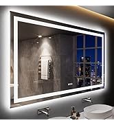 LOAAO 77X36 LED Bathroom Mirror with Lights, Anti-Fog, Dimmable, Backlit + Front Lit, Lighted Bat...
