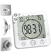 Waterproof Bathroom Wall Clock and Timer, Digital Water Resistant Hanging Timer for Shower, Large...