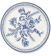 Coterie Blue Floral Paper Plates (Set of 10 Small plates) - Party Plates For Bridal and Baby Show...