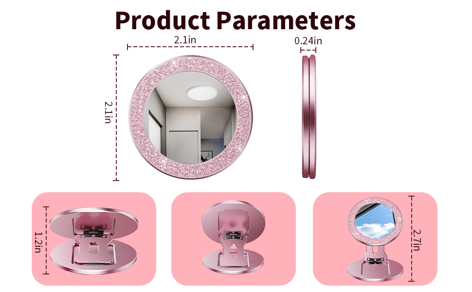 Portable Double-Sided Magnetic Phone Holder with Mirror
