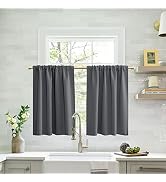 Blackout Cafe Curtains 24 Inch Length for Bedroom Kitchen,Room Darkening Basement Window Curtains...