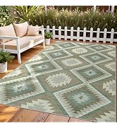 Indoor Outdoor Area Rug 8x10 Modern Geometric Pattern Gradient Color Washable Easy Clean Outdoor ...