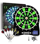 Turnart Electronic Dart Board,13 inch Illuminated Segments Light Based Games Electric Dartboard f...