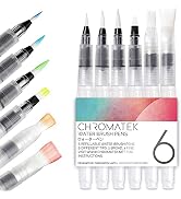 Water Brush Pens by Chromatek. Set of 6 Aqua Pen Painting Brushes. Including Online Video Tutoria...