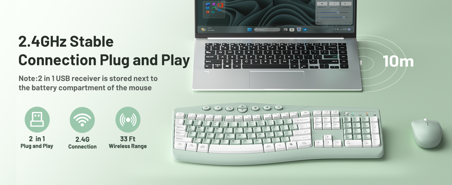 Ergonomic wireless keyboard and mouse 4