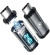 Digital Display USB C Magnetic Adapter PD240W 24Pin(2 Pack) with Voltage Current Power LED Displa...