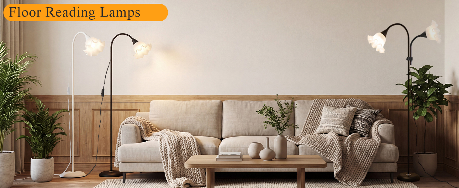 Short Floor Reading Lamps for living room with Adjustable Gooseneck Bendable