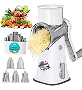 APSARAS Rotary Cheese Grater, 5 in 1 Rotary Grater, Cheese Grater Hand Crank, Cheese Slicer, Repl...