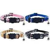 Yizepet Cat Collars with Bells, Breakaway Kitten Collar, Cute Kitty Collar in 4 Pack, Pet Supplie...