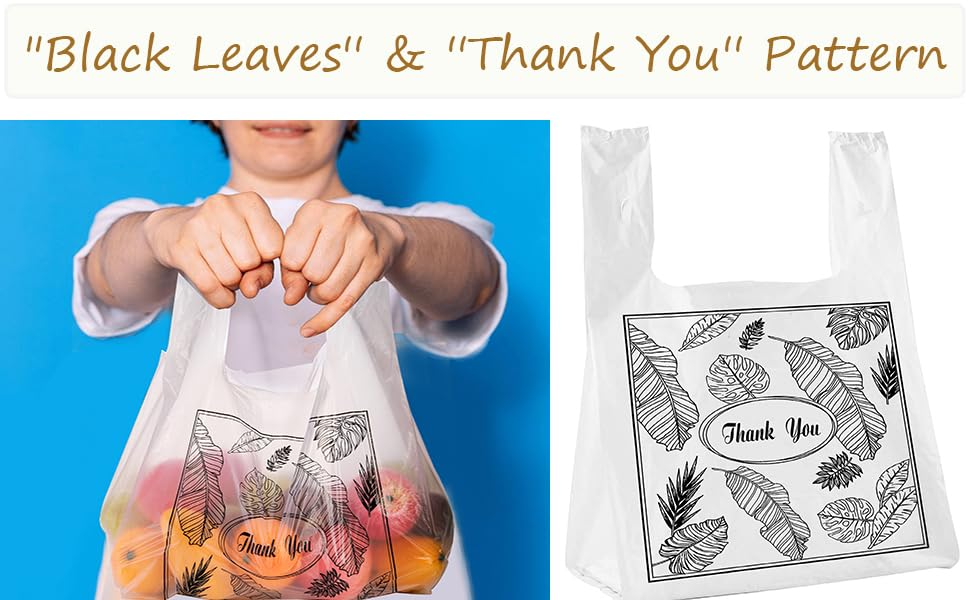 500 Ct Plastic Bags, Thank You Reusable Grocery Bag Disposable T-shirts Carryout Shopping Bags