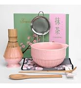 Joyscale Matcha Whisk Set, 8 Pcs Pink Matcha Kit Set, Ceramic Matcha Set Whisk And Bowl For Makin...