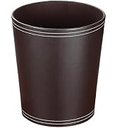 RHCSZ PU Leather Trash Can,Round 2.6-Gallon Wastebasket,Decorative Small Stylish Garbage Can for ...