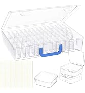 Bead Organizer Box with Handle, 61Pcs Small Bead Storage Boxes with Hinged Lid and Portable Craft...