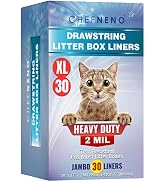 Cat Litter Box Liners Drawstring XL (30 Bags) 39" x 17" Super Jumbo Scratch Resistant Extra Heavy...