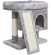 SYANDLVY Small Cat Tree for Indoor Cats, Modern Cat Activity Tower with Plush Perch, Kittens Cond...