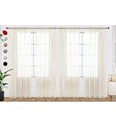 SpaceDresser Ivory Sheer Curtains 4 Panels Rod Pocket Semi-Sheer Curtain 84 Inches Long Light Fil...