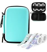 Phomemo D30 D35 Label Marker Green Case with 6 Rolls of Color Combo Set Label Tapes, Waterproof S...