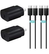 USB C Charger, 2-Pack 25W Super Type C Fast Charging with 6.6FT C to C Charger Cable for Samsung ...