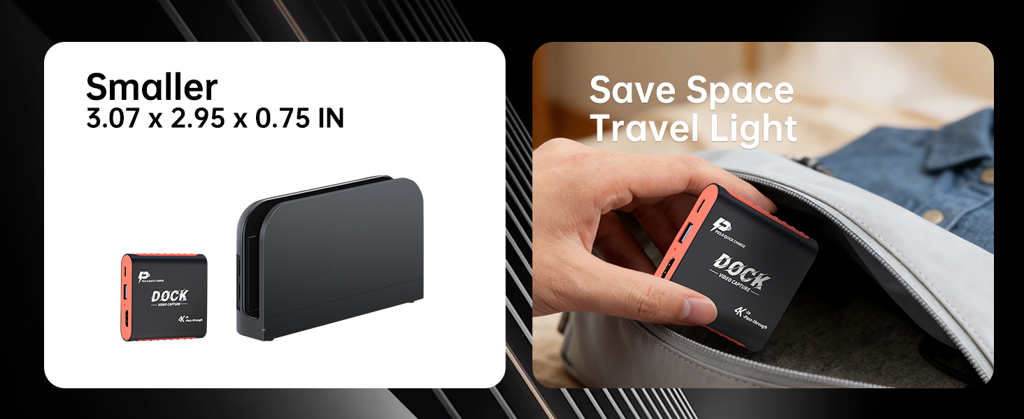 Save space travel light 2-in-1 switch dock & capture card