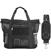 wanchel Mesh Beach Bags for Women - Family Beach Tote Bag for Toys, Towels, Travel Vacation Cruis...