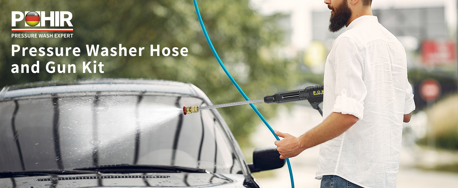 Pressure washer hose and gun