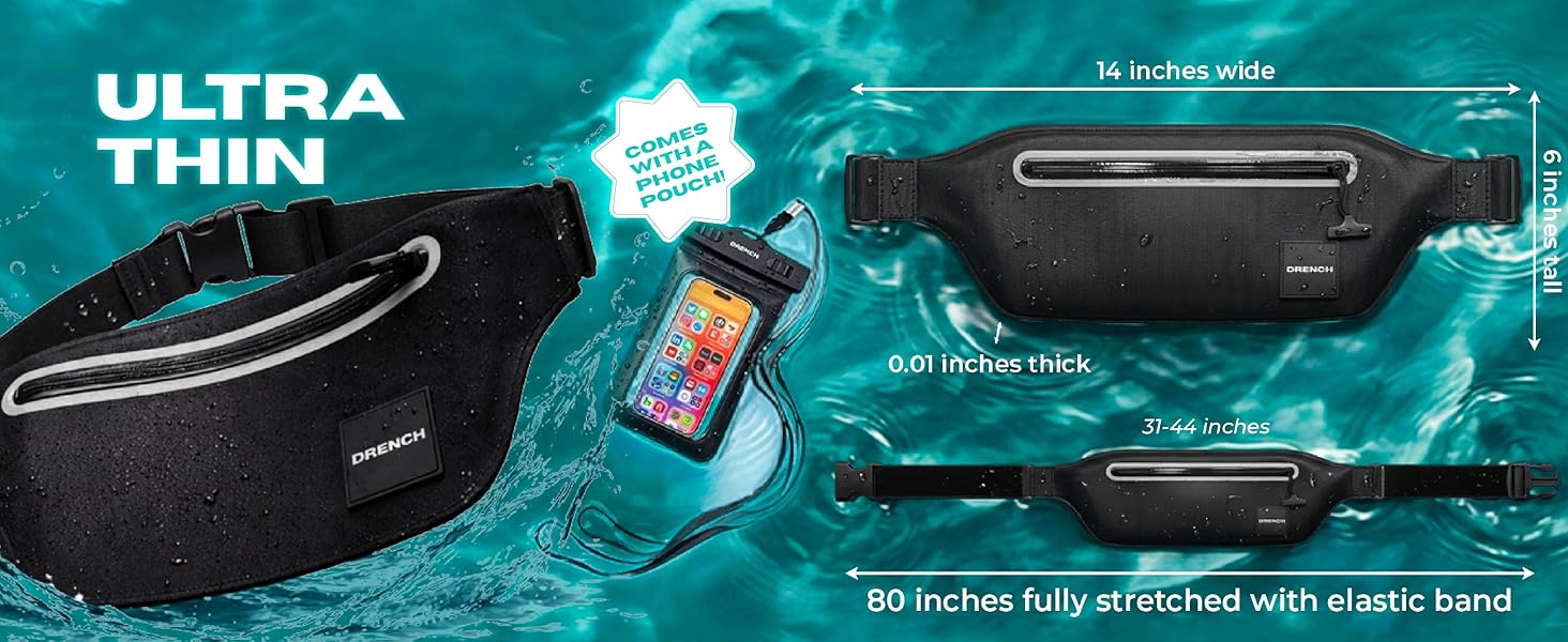 ultra thin waterproof waist pack floating dry bag dimensions adjustable belt beach travel gear