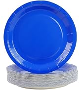 PUEVENYI 50PCS Blue Paper Plates - 7Inch Blue Dessert Plate for Cake Salad Fruit Pizza,Disposable...