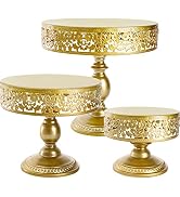 Jucoan 3 Pack Gold Metal Cake Stands, 8/10/12Inch Round Dessert Display Stand, Cupcake Holder, Pa...