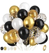 Black and Gold Balloons, Black White and Gold Balloon, Pearl White Black Gold Balloons, Black Gol...