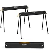 Goplus Saw Horses 2-Pack Folding, 2200 LBS Heavy-Duty Metal Saw Horses w/ 2 x 4 Brackets, Portabl...