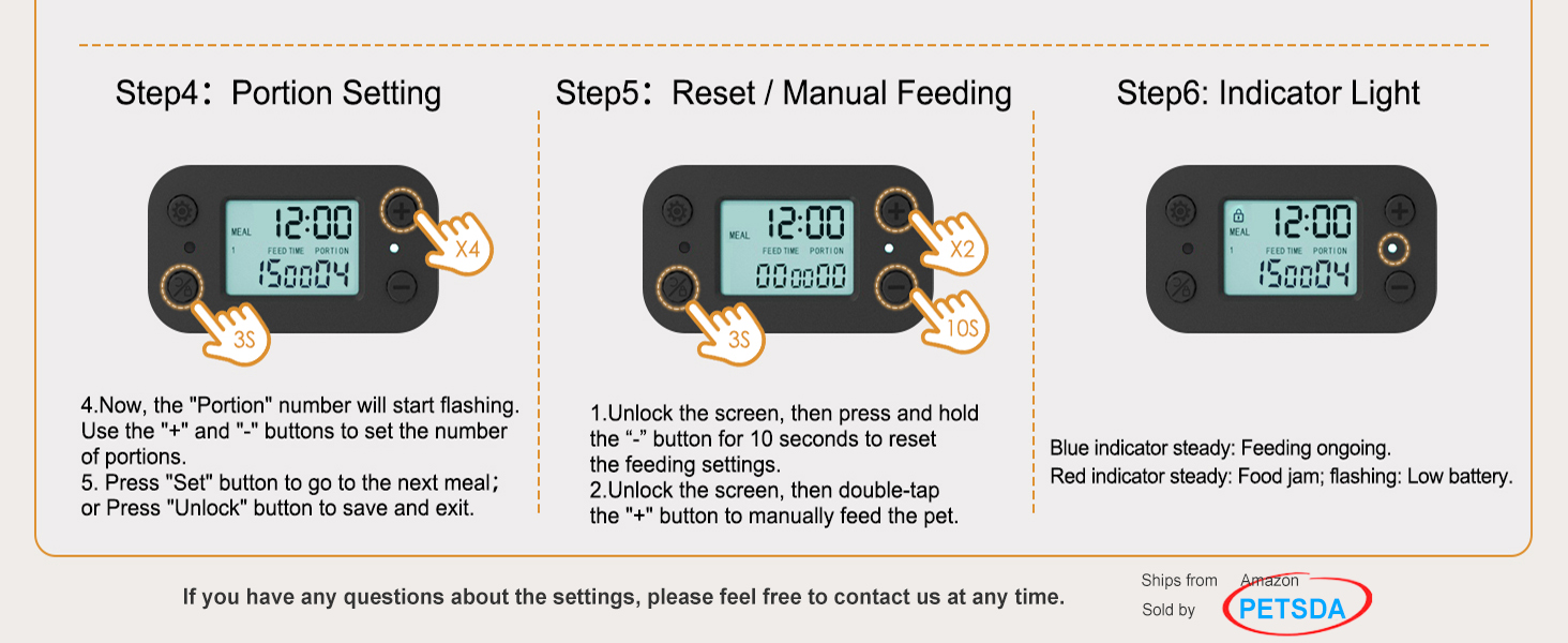 Automatic Cat Feeders, 4L Timed Cat Dry Food Dispenser Auto Pet Feeder Portion Control 9 Meals Day