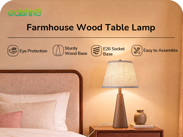 TALL WOOD TABLE LAMP